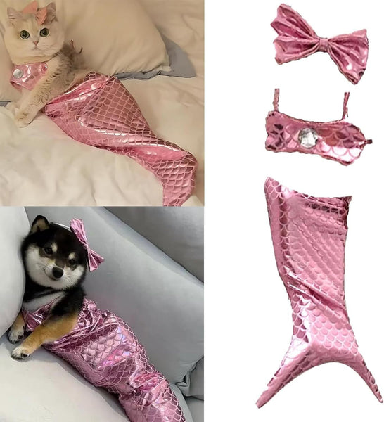 HKM-499859 Pet Mermaid Costume for Cats and Dogs – Fishtail Dress for Playtime and Photoshoots