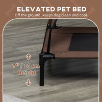 HKM-5001661 Elevated Portable Dog Cot with UV Canopy Shade, 36 Inch, Coffee Color