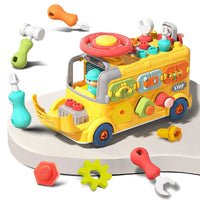 HKM-500179 Take Apart Construction Vehicle Educational Toy for Kids - DIY Engineering Bus with Screw and Nail Assembly