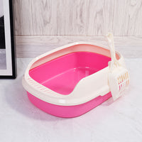 HKM-500243 Semi-Enclosed Cat Litter Box in Four Vibrant Colors, Made of Easy-to-Clean PP Material