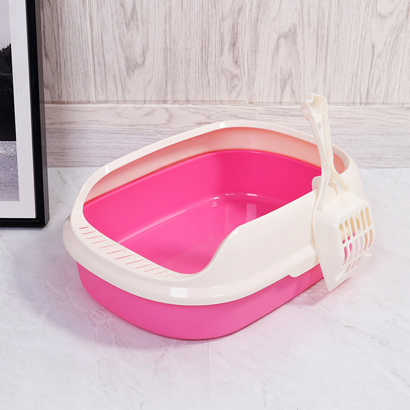 HKM-500243 Semi-Enclosed Cat Litter Box in Four Vibrant Colors, Made of Easy-to-Clean PP Material