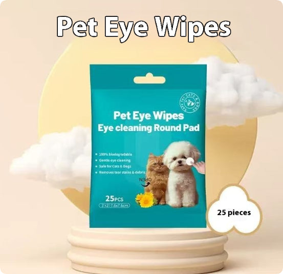 HKM-5002685 Tear Mark Removal Wipes for Cats and Dogs ¨C 25 Count Eye Cleaning Towels