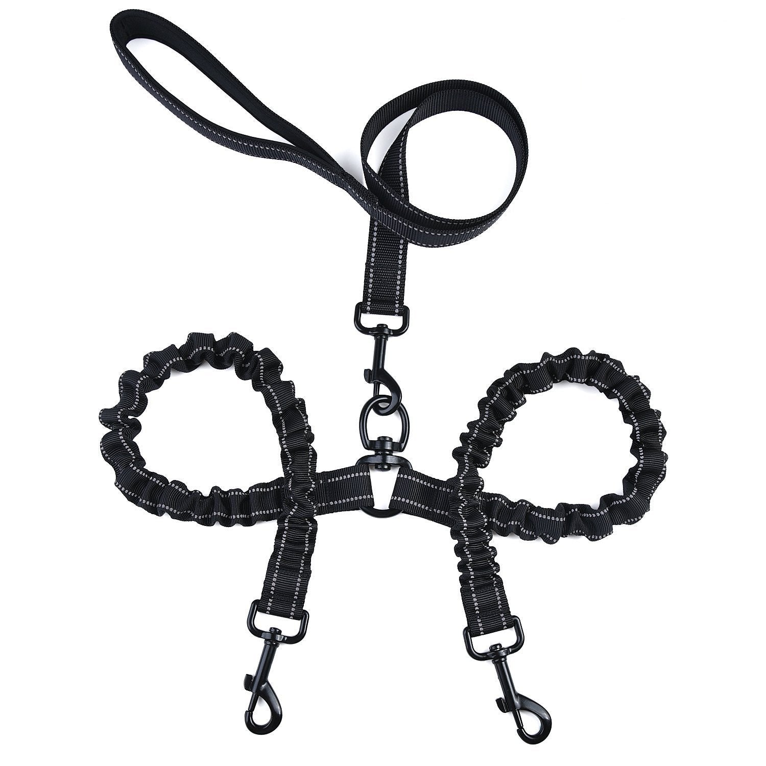 HKM-5002813 Double-Ended Elastic Pet Leash for Two Dogs, Durable Nylon Design, Convenient and Sturdy