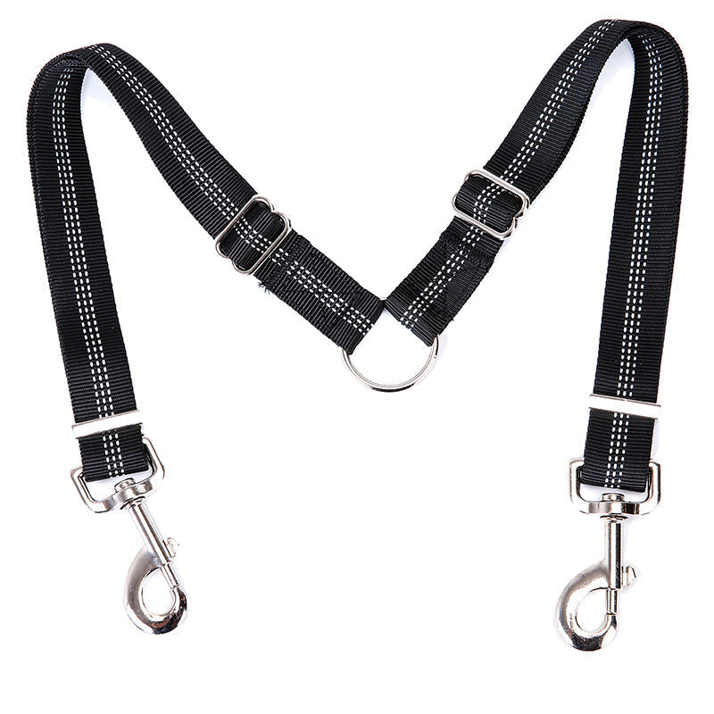 HKM-5002813 Double-Ended Elastic Pet Leash for Two Dogs, Durable Nylon Design, Convenient and Sturdy