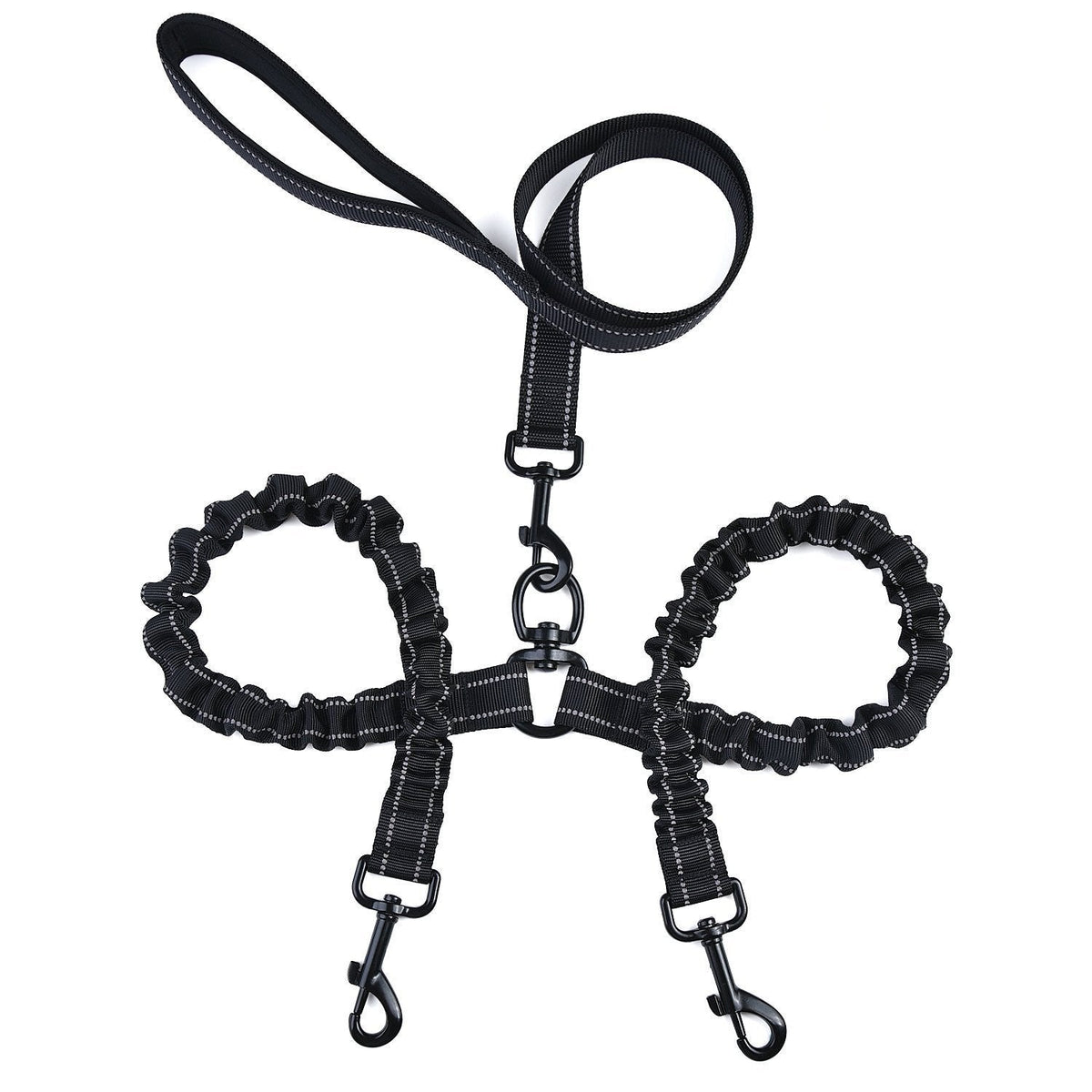 HKM-5002813 Double-Ended Elastic Pet Leash for Two Dogs, Durable Nylon Design, Convenient and Sturdy