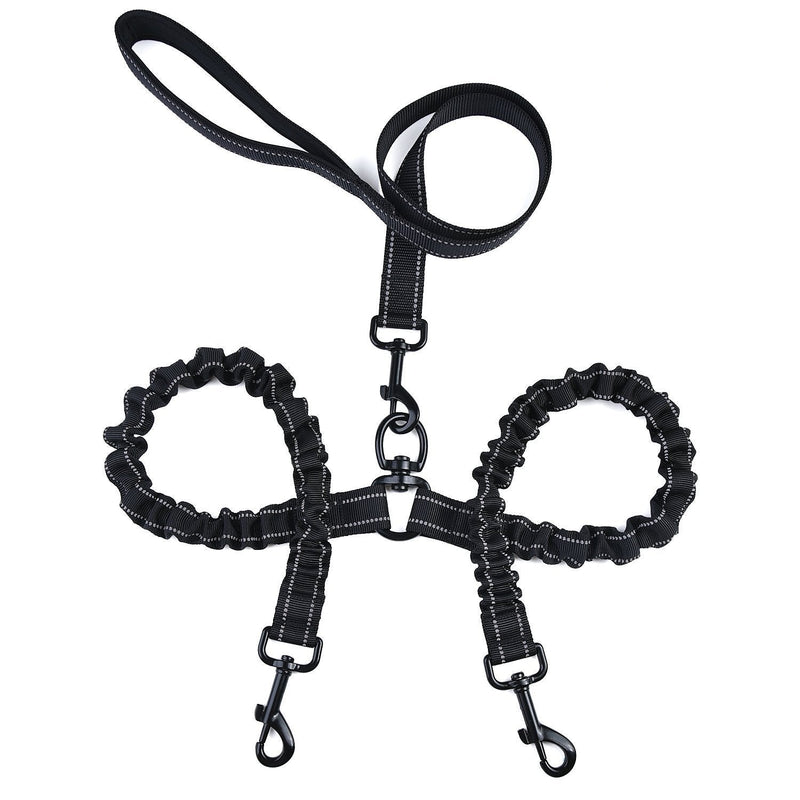 HKM-5002813 Double-Ended Elastic Pet Leash for Two Dogs, Durable Nylon Design, Convenient and Sturdy