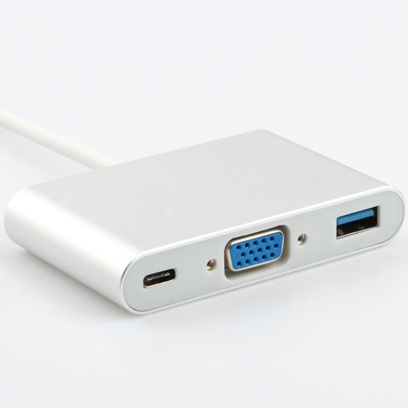 HKM-500435 Type-C to VGA Adapter Cable with 3.0 USB and Charging Port, Model SD-TYPE-C, Compatible with Windows 7, 1080 Resolution