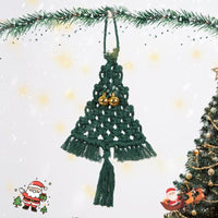HKM-500499 Hand-Woven Green Cotton String Christmas Tree Decoration Pendant - 27cm x 10cm