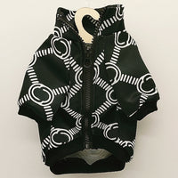 HKM-5005373 Old Flower Print Casual Dog Coat in Black - Multiple Sizes Available