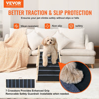 HKM-5006269 Folding Dog Ramp for Small and Large Pets, Adjustable Height Wooden Pet Ramp for Couch, Bed, or Car