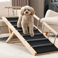 HKM-5006269 Folding Dog Ramp for Small and Large Pets, Adjustable Height Wooden Pet Ramp for Couch, Bed, or Car