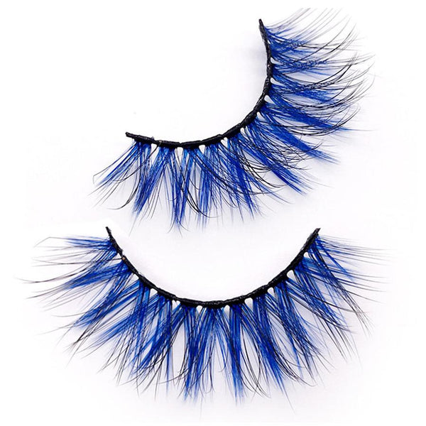 HKM-500755 Gradient Color 6D Mink Faux Eyelashes - Unique Multi-Colored Design for Vibrant Eye Looks