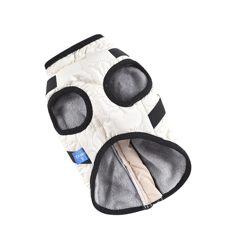 HKM-5008573 Warm Windproof Cotton Coat for Pets - Available in Black and White, Sizes XS to 4L