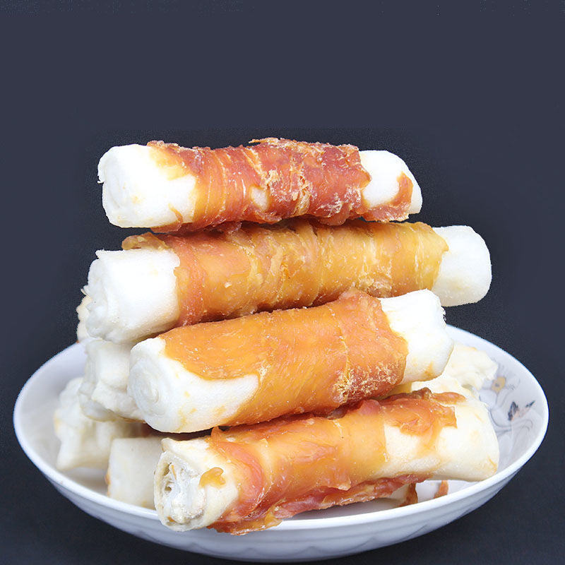 HKM-5008829 Chicken-Wrapped Cowhide Rolls for Dogs - Nutritious Chew Treats, Small & Large Sizes Available
