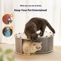 HKM-5008957 Foldable Semi-Closed Cat Scratch Board Nest in Light Gray, Sky Blue, Dark Gray, Fluorescent Green, Camel - Medium Hardness Felt