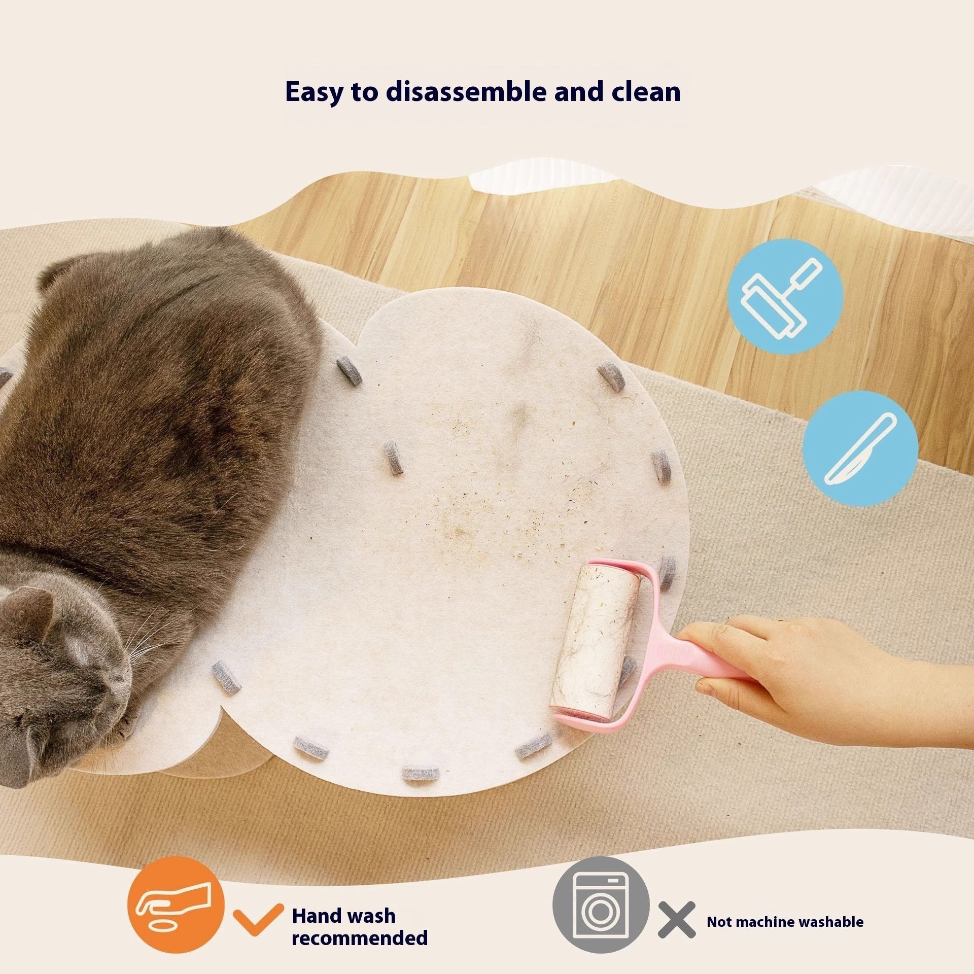 HKM-5008957 Foldable Semi-Closed Cat Scratch Board Nest in Light Gray, Sky Blue, Dark Gray, Fluorescent Green, Camel - Medium Hardness Felt