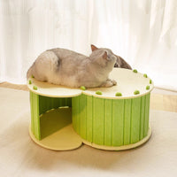 HKM-5008957 Foldable Semi-Closed Cat Scratch Board Nest in Light Gray, Sky Blue, Dark Gray, Fluorescent Green, Camel - Medium Hardness Felt