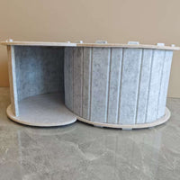 HKM-5008957 Foldable Semi-Closed Cat Scratch Board Nest in Light Gray, Sky Blue, Dark Gray, Fluorescent Green, Camel - Medium Hardness Felt