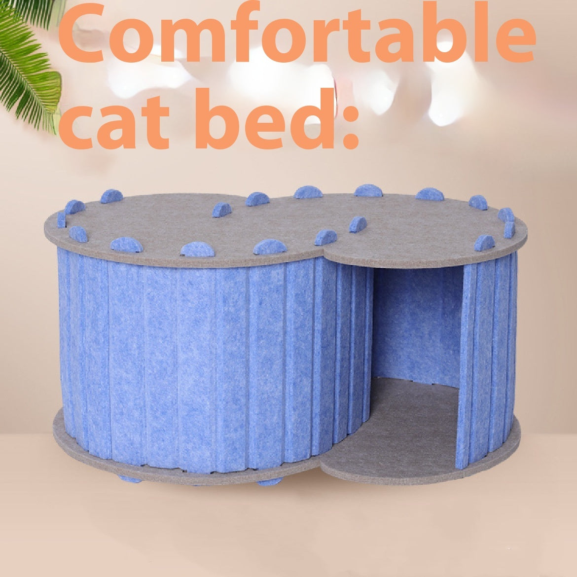 HKM-5008957 Foldable Semi-Closed Cat Scratch Board Nest in Light Gray, Sky Blue, Dark Gray, Fluorescent Green, Camel - Medium Hardness Felt
