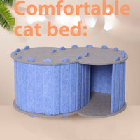 HKM-5008957 Foldable Semi-Closed Cat Scratch Board Nest in Light Gray, Sky Blue, Dark Gray, Fluorescent Green, Camel - Medium Hardness Felt