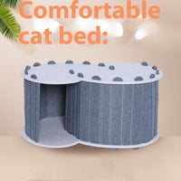 HKM-5008957 Foldable Semi-Closed Cat Scratch Board Nest in Light Gray, Sky Blue, Dark Gray, Fluorescent Green, Camel - Medium Hardness Felt
