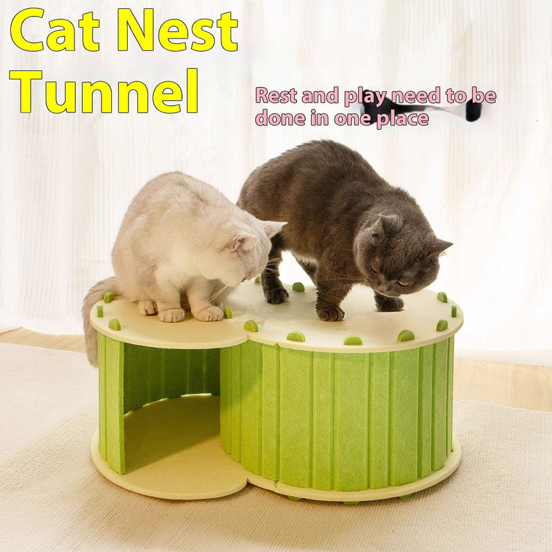HKM-5008957 Foldable Semi-Closed Cat Scratch Board Nest in Light Gray, Sky Blue, Dark Gray, Fluorescent Green, Camel - Medium Hardness Felt