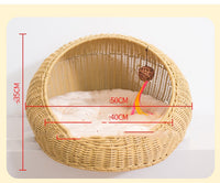 HKM-5010365 Hand-Woven Cat and Pet Nest in Gourd Grass - Available in Apricot, Brown, Macaroon Pink, and Macaroon Blue