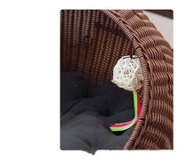 HKM-5010365 Hand-Woven Cat and Pet Nest in Gourd Grass - Available in Apricot, Brown, Macaroon Pink, and Macaroon Blue