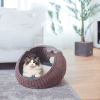 HKM-5010365 Hand-Woven Cat and Pet Nest in Gourd Grass - Available in Apricot, Brown, Macaroon Pink, and Macaroon Blue
