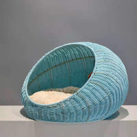 HKM-5010365 Hand-Woven Cat and Pet Nest in Gourd Grass - Available in Apricot, Brown, Macaroon Pink, and Macaroon Blue