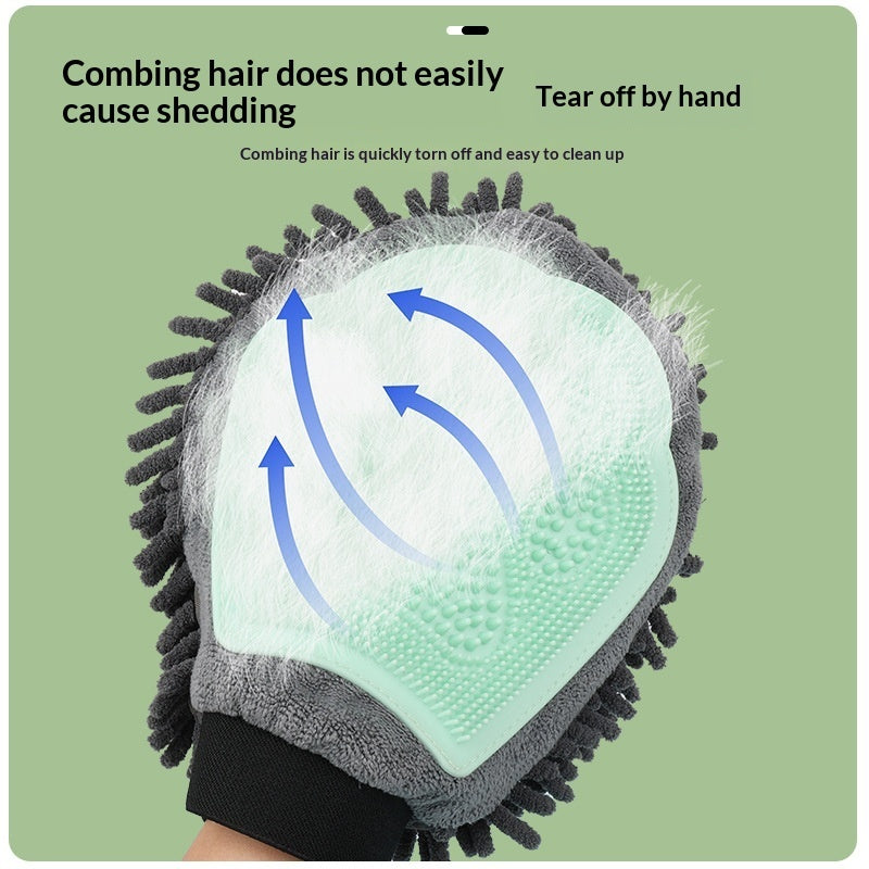HKM-5010621 Dual-Sided Pet Bath Cleaning and Massage Brush for Dogs - Soft Chenille & TPR Material