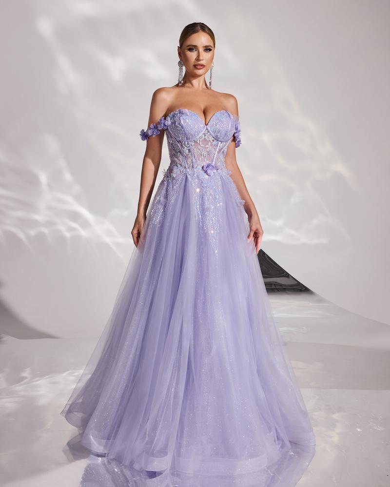 HKM-501075 Elegant Women's Evening Gown in Purple - Model EZ25177