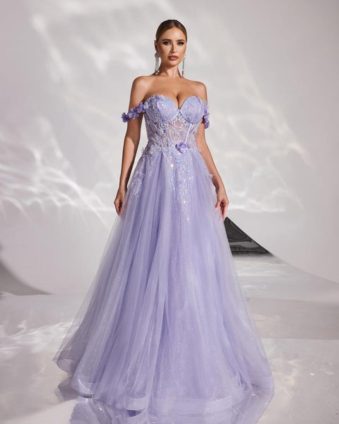 HKM-501075 Elegant Women's Evening Gown in Purple - Model EZ25177
