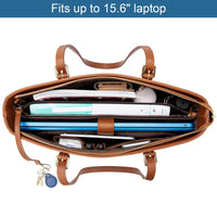 HKM-501075 Stylish PU Leather Handbag for 15.6 Inch Laptops - Elegant Women's Laptop Tote