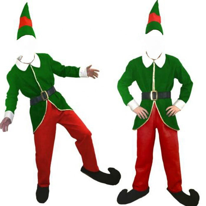 HKM-501139 Santa Claus Christmas Elf Outfit for Men - Yellow and Green, Available in Various Heights