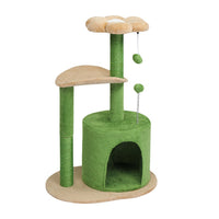 HKM-5012029 Multi-Level Cat Tree with Cozy Condo, Curved Perch, and Plush Top Bed – Ideal for Kittens and Small Cats, Beige & Green