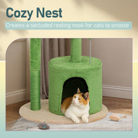 HKM-5012029 Multi-Level Cat Tree with Cozy Condo, Curved Perch, and Plush Top Bed – Ideal for Kittens and Small Cats, Beige & Green