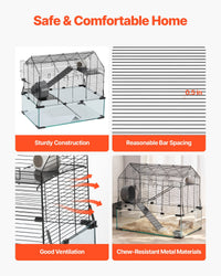 HKM-5012413 Spacious Wire Hamster Cage Habitat with Acrylic Panels for Small Rodents