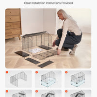 HKM-5012413 Spacious Wire Hamster Cage Habitat with Acrylic Panels for Small Rodents