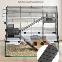 HKM-5012413 Spacious Wire Hamster Cage Habitat with Acrylic Panels for Small Rodents