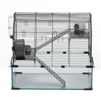 HKM-5012413 Spacious Wire Hamster Cage Habitat with Acrylic Panels for Small Rodents