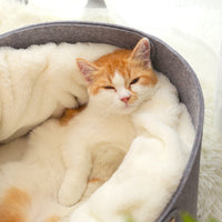 HKM-5012797 Round Felt Pet Nest for Cats - Cozy Grey Design, Available in Small & Medium