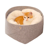 HKM-5012797 Round Felt Pet Nest for Cats - Cozy Grey Design, Available in Small & Medium