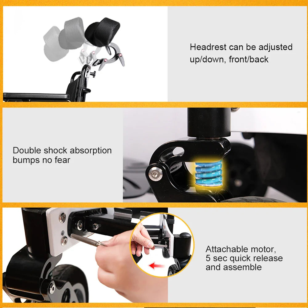HKM-501395 Folding Electric Wheelchair with 12V 6Ah Battery, Lightweight, Max Load 140kg