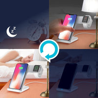 HKM-501395 Two-in-One Fast Wireless Charger for Mobile Phones and Smartwatches - Dual Charging Stand in Black or White