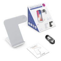 HKM-501395 Two-in-One Fast Wireless Charger for Mobile Phones and Smartwatches - Dual Charging Stand in Black or White