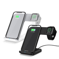 HKM-501395 Two-in-One Fast Wireless Charger for Mobile Phones and Smartwatches - Dual Charging Stand in Black or White