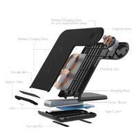 HKM-501395 Two-in-One Fast Wireless Charger for Mobile Phones and Smartwatches - Dual Charging Stand in Black or White