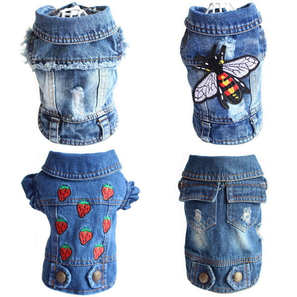 HKM-5014333 Stylish Denim Vest for Small Dogs and Cats - Multicolor Options, Lightweight and Comfortable