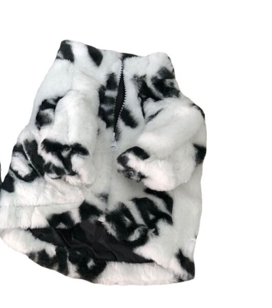 HKM-5015101 Thickened Rabbit Fur Pet Coat for Dogs in White and Black, Multiple Sizes Available